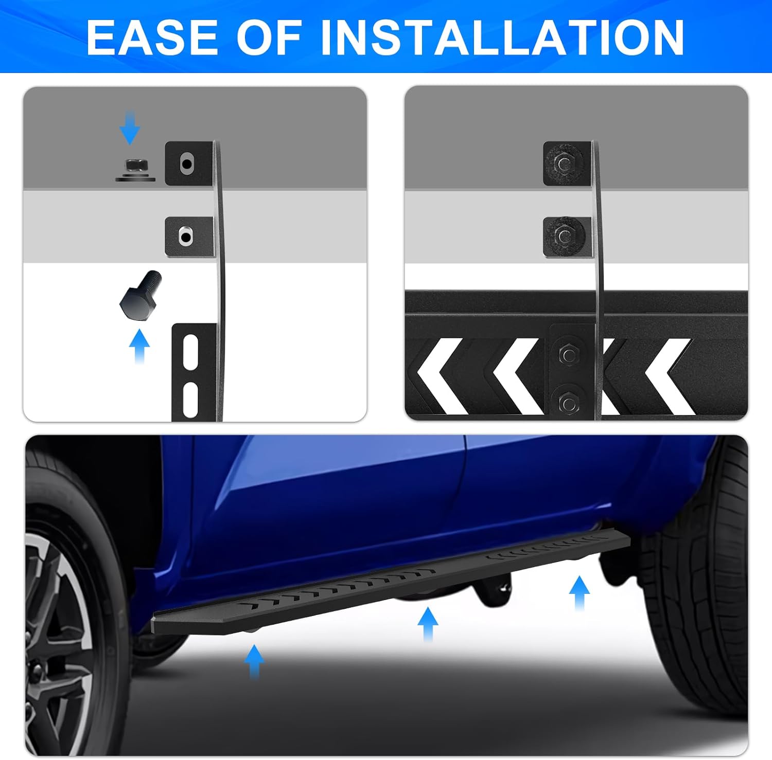 Running Boards Fit for Toyota Tacoma 2024 2025 2026 Side Steps Fit for Tacoma Double Cab 4 Door Fits Hybrid sr5 Rock Rail Steps Estribos para with Black Powder Coating