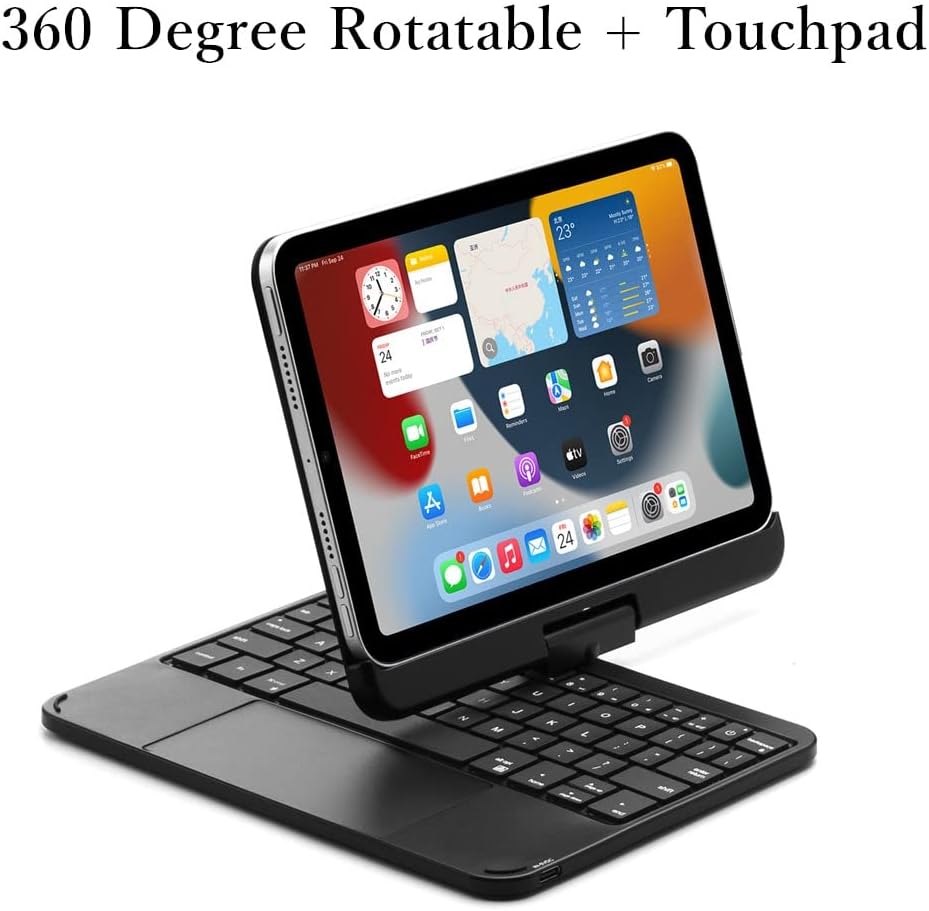 Magnetic 360 Rotatable Keyboard Compatible with iPad Mini 6th Generation Case Magnet Adsorption, Touchpad Backlits Trackpad Flip Magic Keyboard,Black