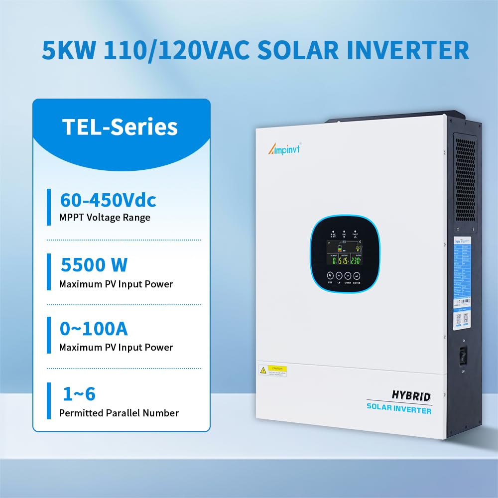 Snapklik.com : Ampinvt 5000W Off Grid Solar Inverter 48Vdc To 120V ...
