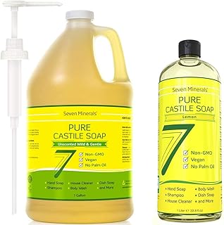 EWG Verified Unscented Castile Soap (1 Gallon) & Pure Lemon Castile Soap (33.8 fl oz)
