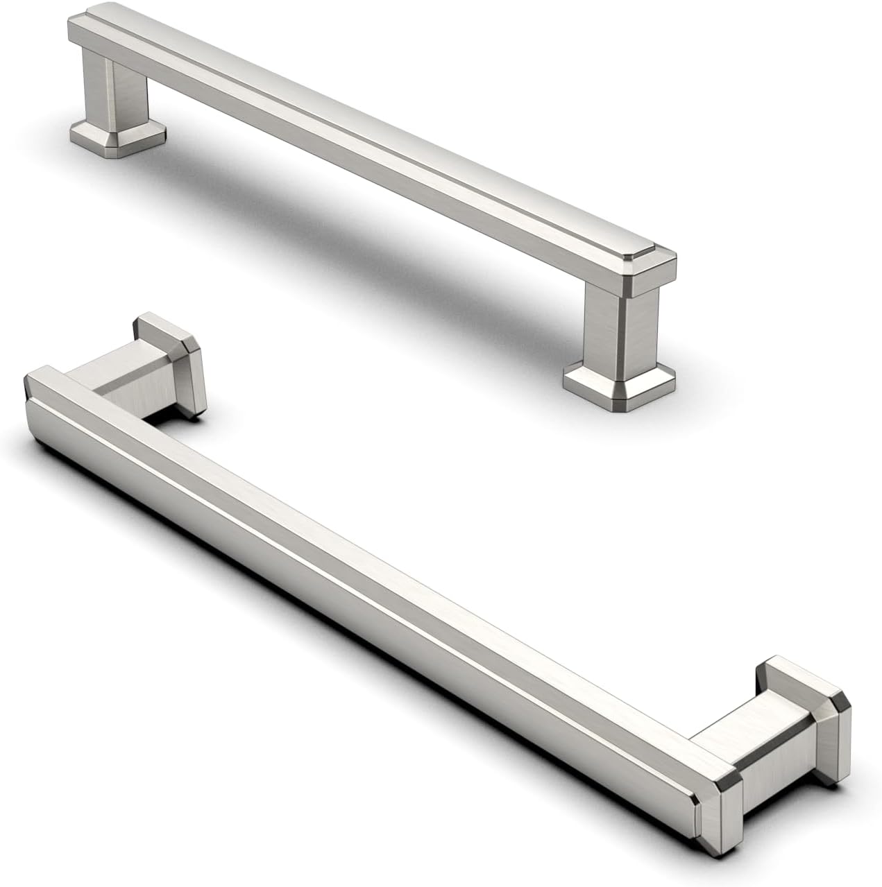 10 Pack Brushed Nickel Cabinet Handles, Drawer Pulls 128mm(5 Inch) Hole Center, Hardware Modern Kitchen Cabinet Door Handles, Nickel for Kitchen, Bathroom, Wardrobe Cabinets Cupboard