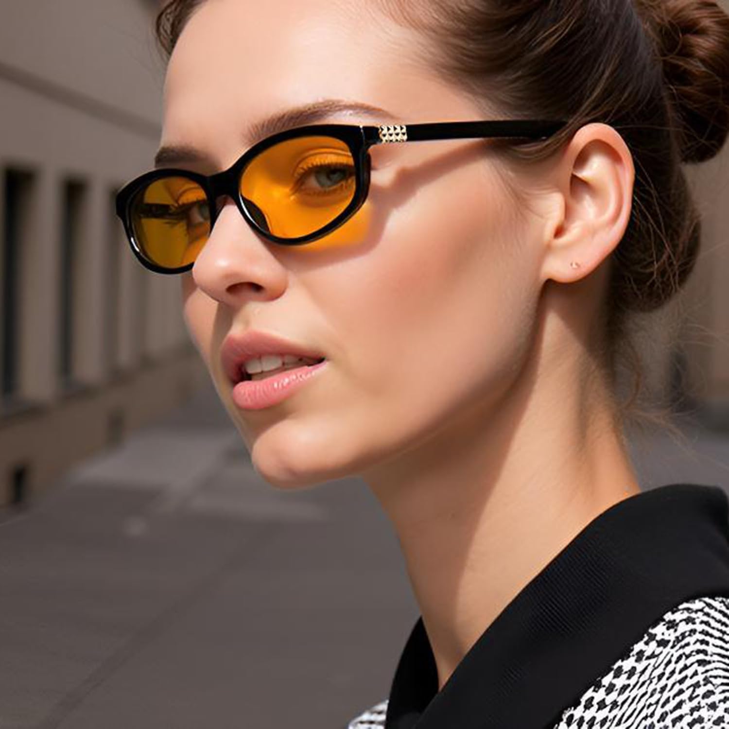 HJSTES Retro Oval Sunglasses for Women Trendy Cat Eye Sunnies Vintage Narrow 90s Y2k Designer Sun Glasses - Image 3