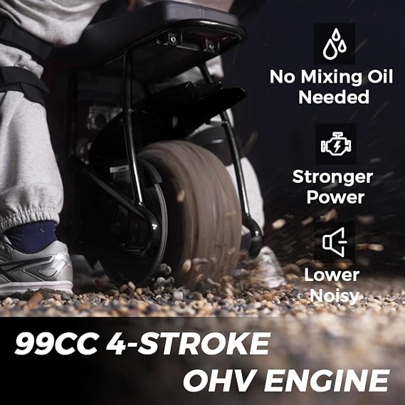 FRP GMB100 99CC 4-Stroke Gas Mini Dirt Bike with Training Wheels Kit, 24 MPH Max Speed, 185 LBS Capacity, Compatible with 5.9-10 Ground Clearance Bikes, Ages 13+,Black