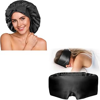 YFONG 1 pack silk bonnet+1 pack silk sleep mask
