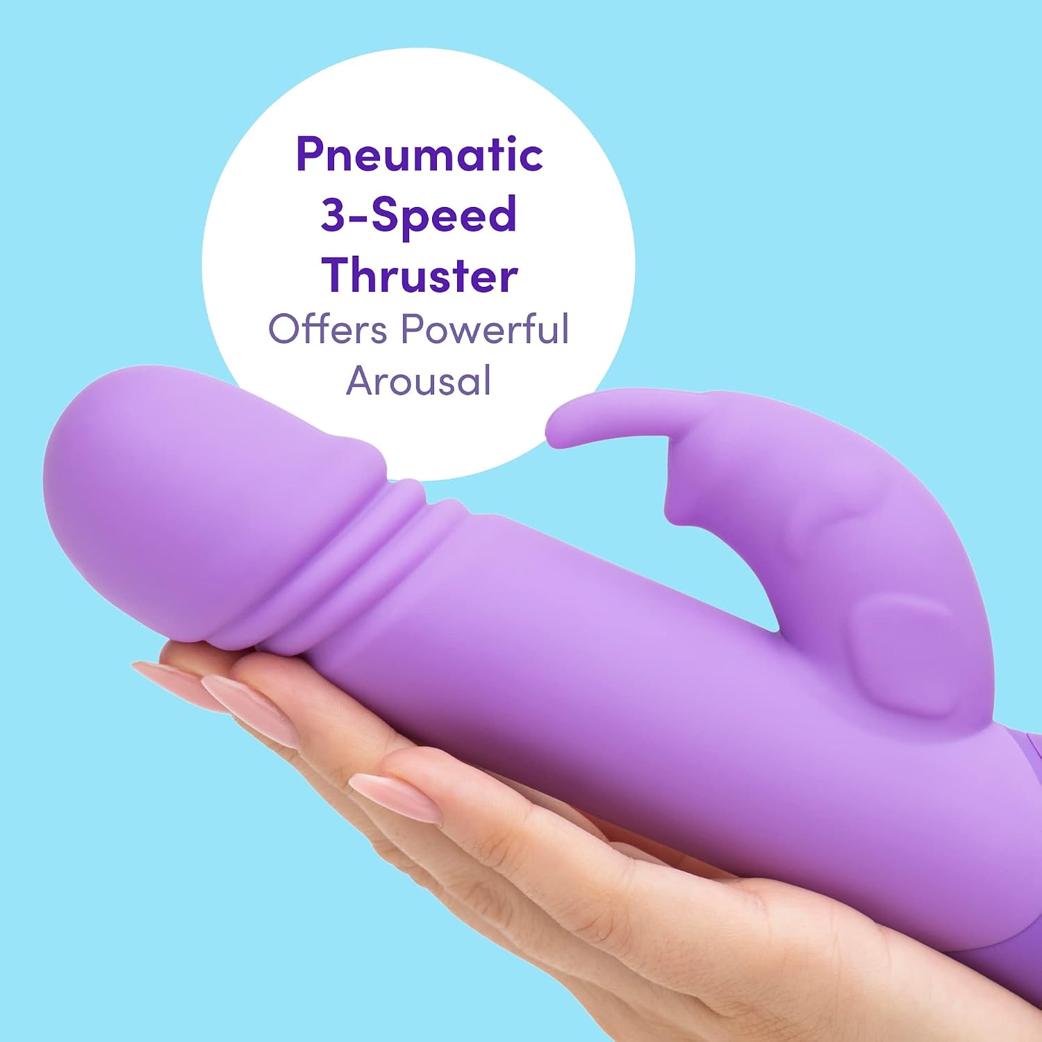 Lovehoney Dream Thrusting Rabbit Vibrator - 5 Inch Silicone Vibrator for Women with 3 Speed Thruster - Dual Stimulation Adult Sex Toy - Rechargeable & Waterproof - Purple