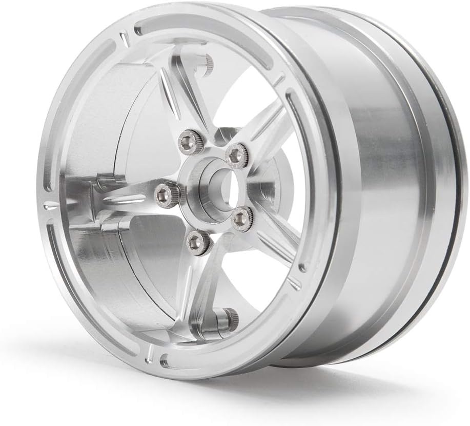 RCLIONS Aluminum Alloy 2.2" Beadlock Wheels/Rims for 1/10th Scale RC Crawler Car Axial Wraith-Pack of 4 (Silver)