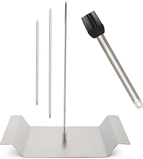 Vertical Skewer - Stainless Steel Oven Kebab Spike - Al Pastor Skewer for Grill - 3 Shafts 7", 9", 12" Perfect for Gyros, Shawarma and Chicken Kabab - Complete with Basting Brush