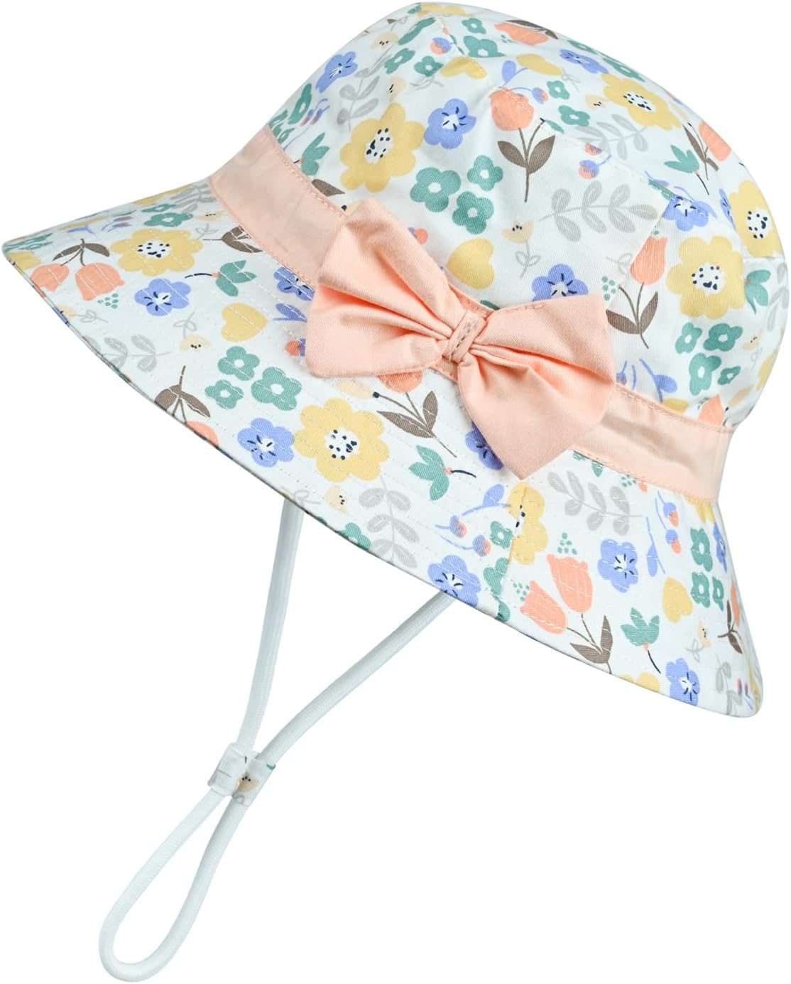 jerague Baby Girls Sun Hat with Bowknot,Fashion Print Summer Bucket Hat UPF 50+ Protective