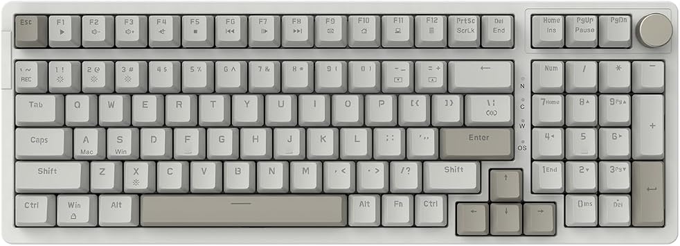 FIRSTBLOOD ONLY GAME.AK992 Retro Wired Mechanical Keyboard 98 Keys Full Layout Hot Swap USB Gaming Keyboard with Red Switch Multimedia Keyknob Blue Backlight Anti-Ghost Gray