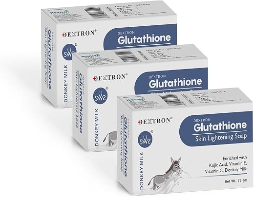 Glutathione Skin Brightening Soap with Kojic Acid, Vitamin C &amp; E | Donkey Milk &amp; Aloe Vera Extract Nourishing Bath Bar | D...