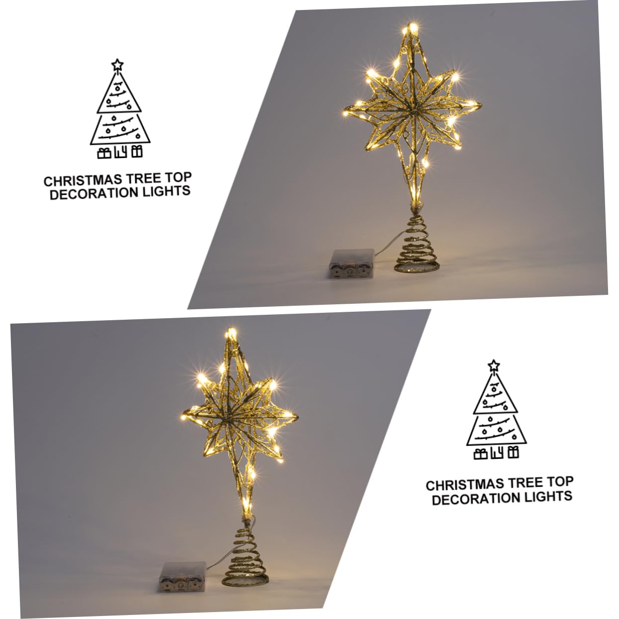 Ciieeo 2 Pièces Étoile De Noël Octogonale en Haut du Sapin d'arbre Étoile De Fer Étoile Suspendue De Noël Décor De Table Décor De Bureau Solide Et Pentacle Arbre De Fête