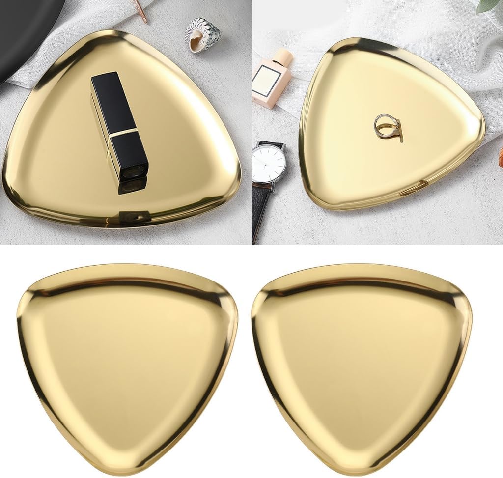 Triangle Shaped Metal Display Tray Jewelry Holder And Cosmetic Organiser Home Decoration For Bedroom Office Vanity Table image 2