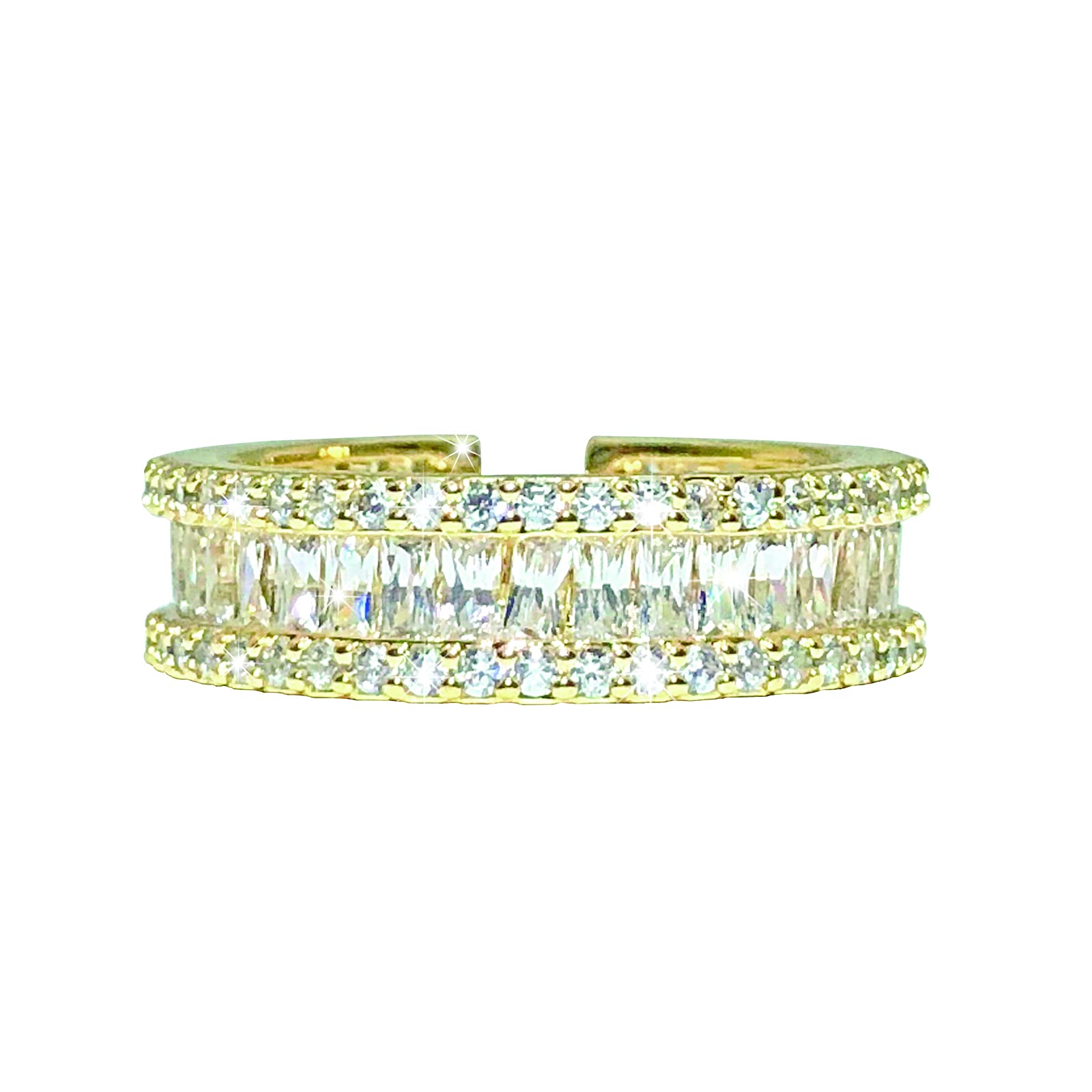 Yellow Gold Diamond Band Ring Stackable Gemstone Eternity Series Charm Simple Anniversary Wedding Engagement Band Rings for Women Girl