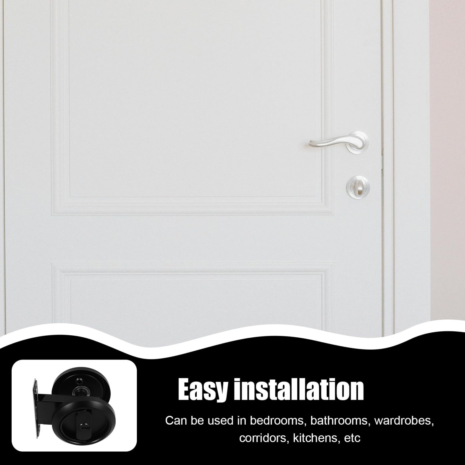 Mikikit Cerradura Empotrada de Puerta de Inoxidable Invisible Instalación para Dormitorios Baños y Cocinas Seguridad Adicional para Hogar