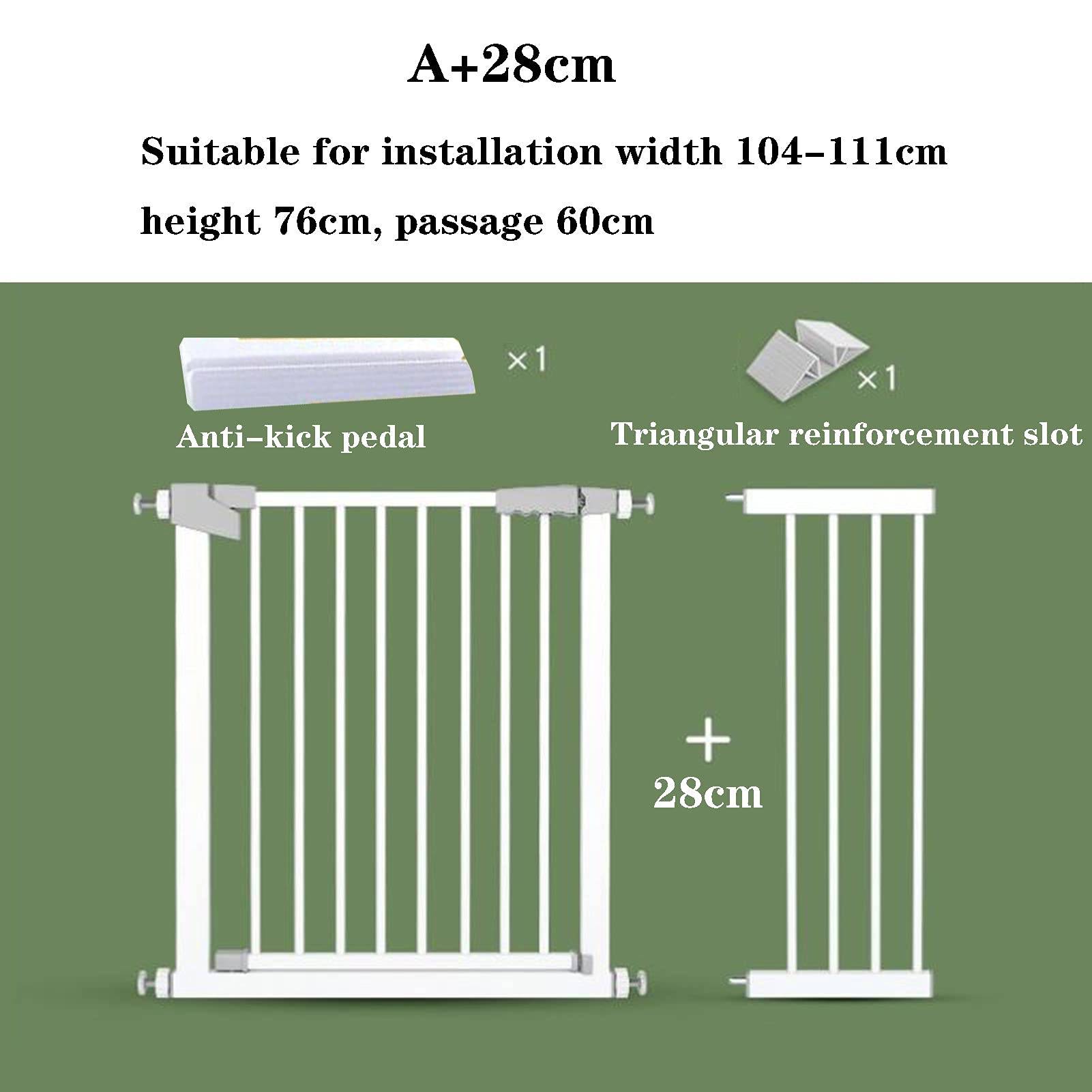 ArinkO Barrera de Seguridad para Puerta de Escalera de fácil Montaje para bebés y Mascotas - Adecuada para escaleras y chimeneas - A+28cm