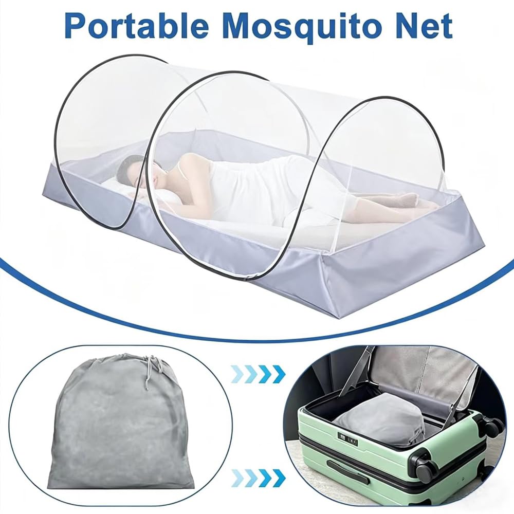 Mosquitera desplegable 200 x 100 x 73 cm, mosquitera plegable, para viajes, hogar, camping al aire libre, cómoda, rápida y portátil