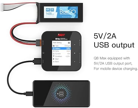 ISDT Q8 MAX Battgo Lipo Battery Charger/Discharger, Balance Charger Discharger 30A 1000W DC 2-8S LCD Display Digital Smart Battery Balance Charger Li-Po Li-Hv Li-Ion Li-Fe NiMH Ni-Cd Pb