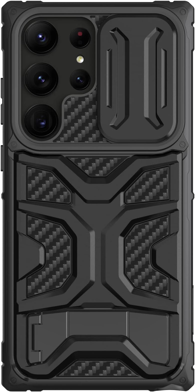 Nillkin basic case for Samsung Galaxy S23 Ultra, CamShield Carbon Fiber Armor for Samsung S23 Ultra Case Rugged Lightweight [Military-Grade Drop Protection] Shockproof -Black (S23 Ultra Case 4)