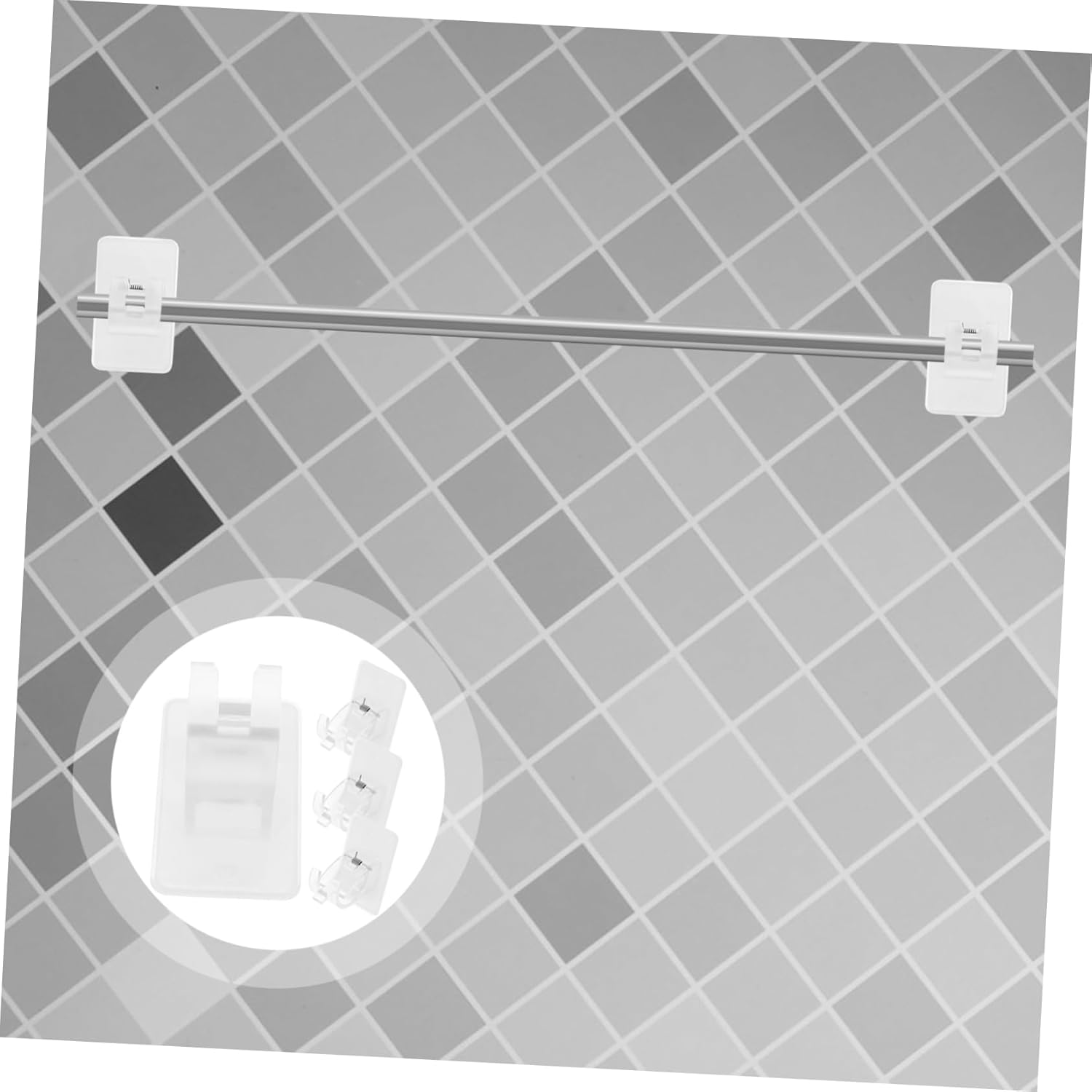 Mobestech 12pcs Self Adhesive Curtain Rod Brackets No Drill Rod Holders for Bathroom Kitchen to Install for Curtains and Towels