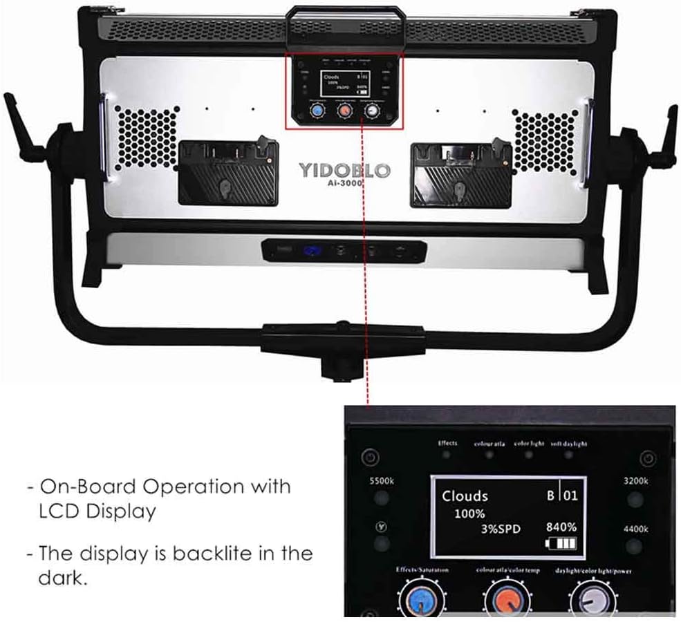 Uр Tо 40% оƒƒ Yidoblo AI-3000C 300W RGBW LED Panel Lamp APP Control Soft LED Lamp 12 Photography Lighting Effects Set for Studio Video Film (300W Panel Light Black)