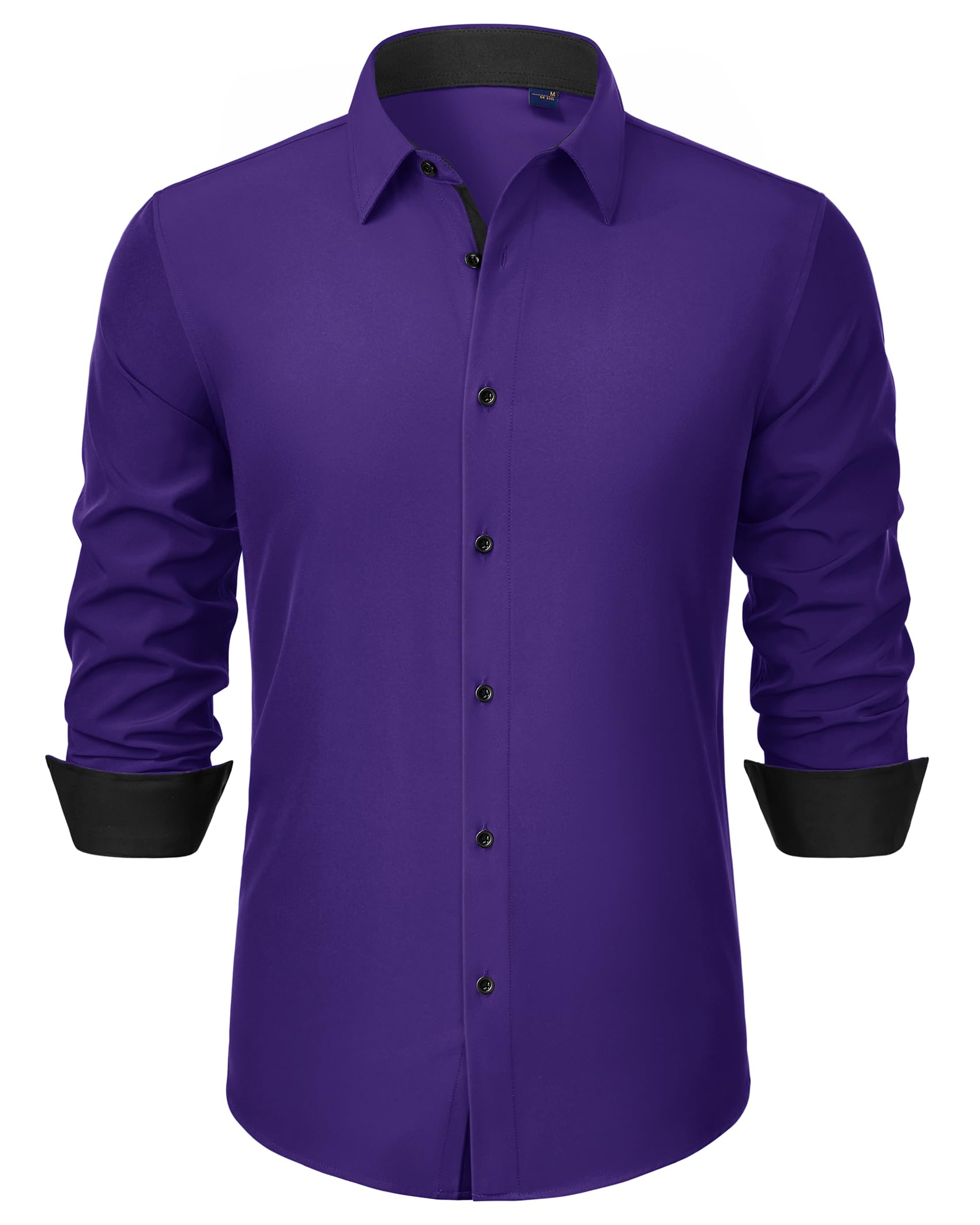 J.VER Hemd Herren Langarm Business Casual Hemden Knitterfreies Stretchhemd Regular Fit Freizeithemd Bügelfrei Unifarben Anzughemd Alltag Oberhemden