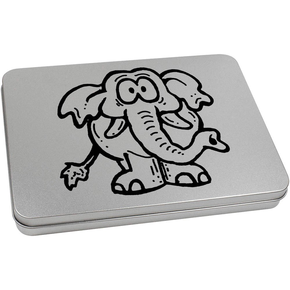 Azeeda 220mm 'Worried Elephant' Metal Hinged Tin / Storage Box (TT00058864)