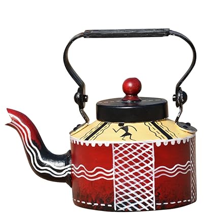 Sketch Lion Home D?cor and Gift Purpose Aluminium Hand Painted Designer Tea/Coffee Kettle- Capacity 1 Litre