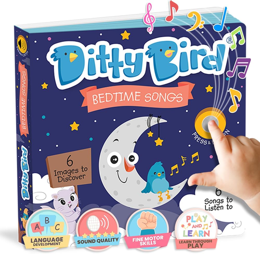 DITTY BIRD Musical Books for Toddlers | Bedtime Sound Book | Twinkle Twinkle Little Star Nursery Rhyme Toys | Interactive Toddler Books For 1 Year Old to 3 Year Olds | Sturdy Sing Along Talking Book