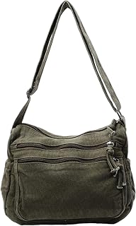 Canvas Crossbody väskor för kvinnor, handväska med flera fickor tyg crossbody väska, justerbara bärningssätt organiserad förvaring för dagliga utflykter