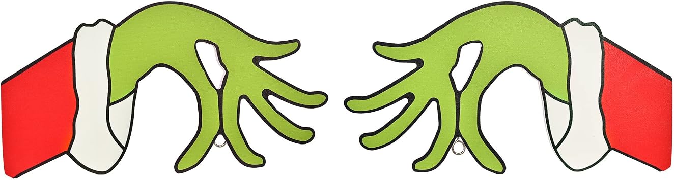 2pcs Christmas Hanging Sign Decorations Wooden Thief Hand Wall Door Front Porch Hanger Decor for Home Window School Office Holiday Party Supplies Favors