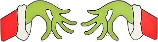 2pcs Christmas Hanging Sign Decorations Wooden Thief Hand Wall Door Front Porch Hanger Decor for Home Window School Office Holiday Party Supplies Favors