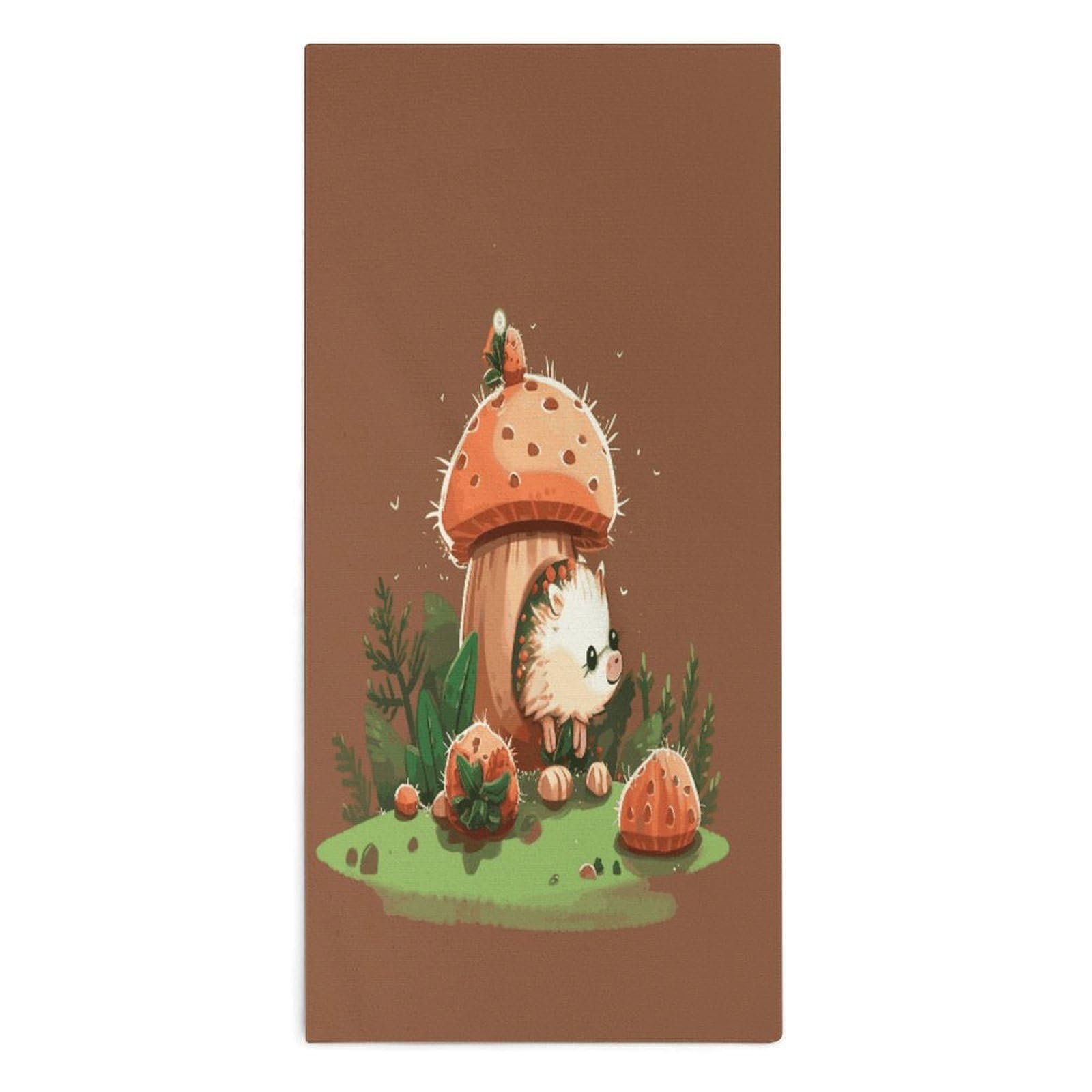 Btcowzrv Style Hedgehog And Mushroom Bath Towel Beach Towels Shower Towel