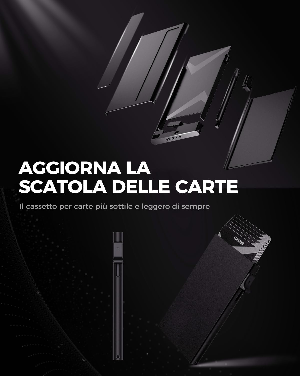 LORZOR® Portafoglio Uomo Slim Pelle, Portacarte Uomo con Protezione RFID & Portamonete, Porta Carte di Credito Pop-up Contenere 10 Carte, Porta Tessere Tascabile