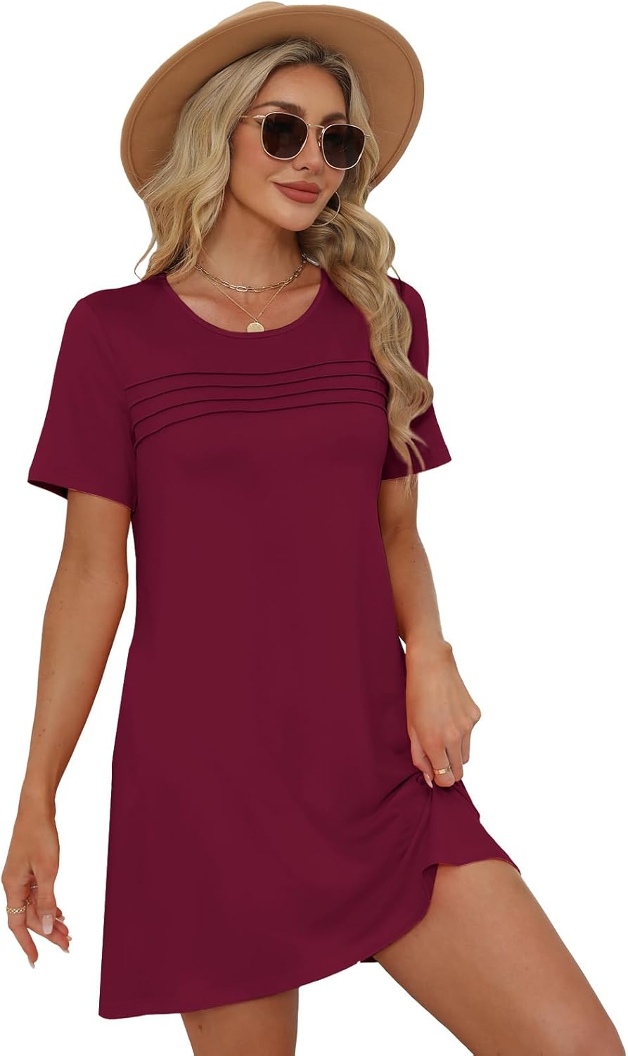 Womens Dresses Casual Short Sleeve Tunic Summer Midi Dress for Women S-XXL - Image 4