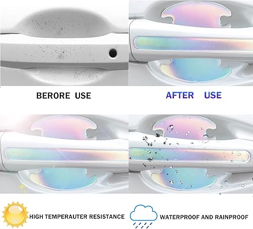Vista 12 de TEMI 8 protectores transparentes 3D para manija de automóvil, película protectora de pintura transparente para cuenco de puerta, impermeable