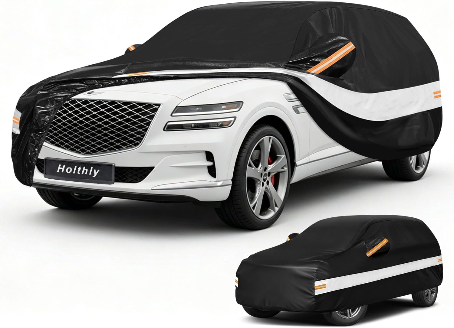 10 Layers SUV Car Cover Custom Fit for Genesis GV80 (2021-2026), Waterproof All Weather for Automobiles, Outdoor Full Cover Sun Dust Rain Protection with Cotton. Black