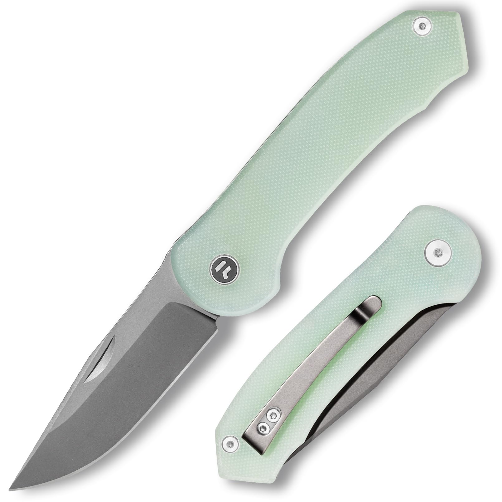 Folding Knife,2.85 Inch Pocket Knife with VG10 Steel Blade and G10 Handle,Sharp Folding Pocket Knife for Men and Women,Camping Knife with Clip for Hunting Survival, Natural Green