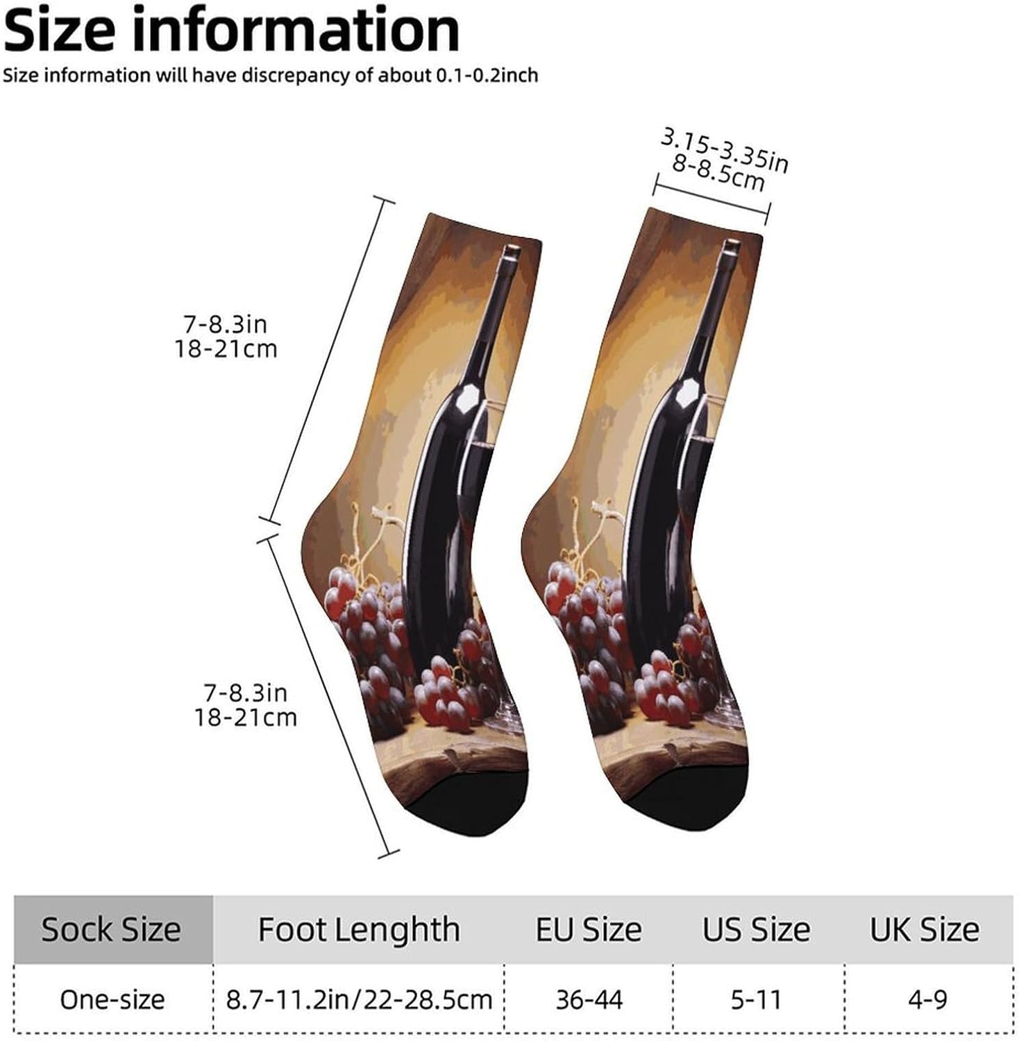 Grape Wine Crew Sock High Stocking Grippy Socks | Socks for Men & Women,Stockings-Long Thin Tube Sports, Breathable Soft Athletic for Nurses,Travel
