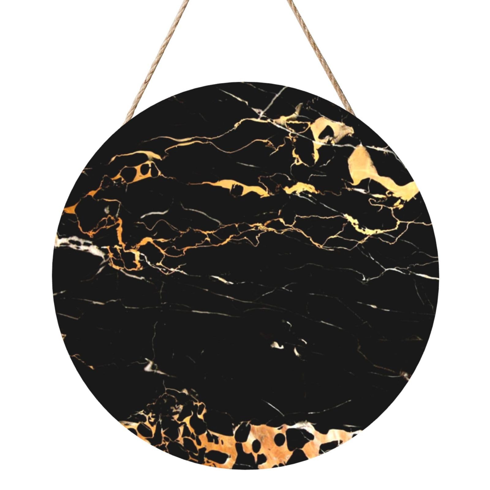 InOmak Marble Printed, Round Wood Panel Painting 12 in, Wall Hanging Painting For Home