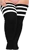 Moon Wood Womens Thigh High Socks Plus Size Extra Long Striped Thick Over the Knee Socks Leg Warmer Boot Stockings