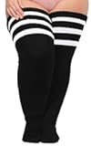 Plus Size Thick Thigh High Socks for Thick Thighs- Extra Long Striped Over the Knee Halloween Socks Leg Warmers