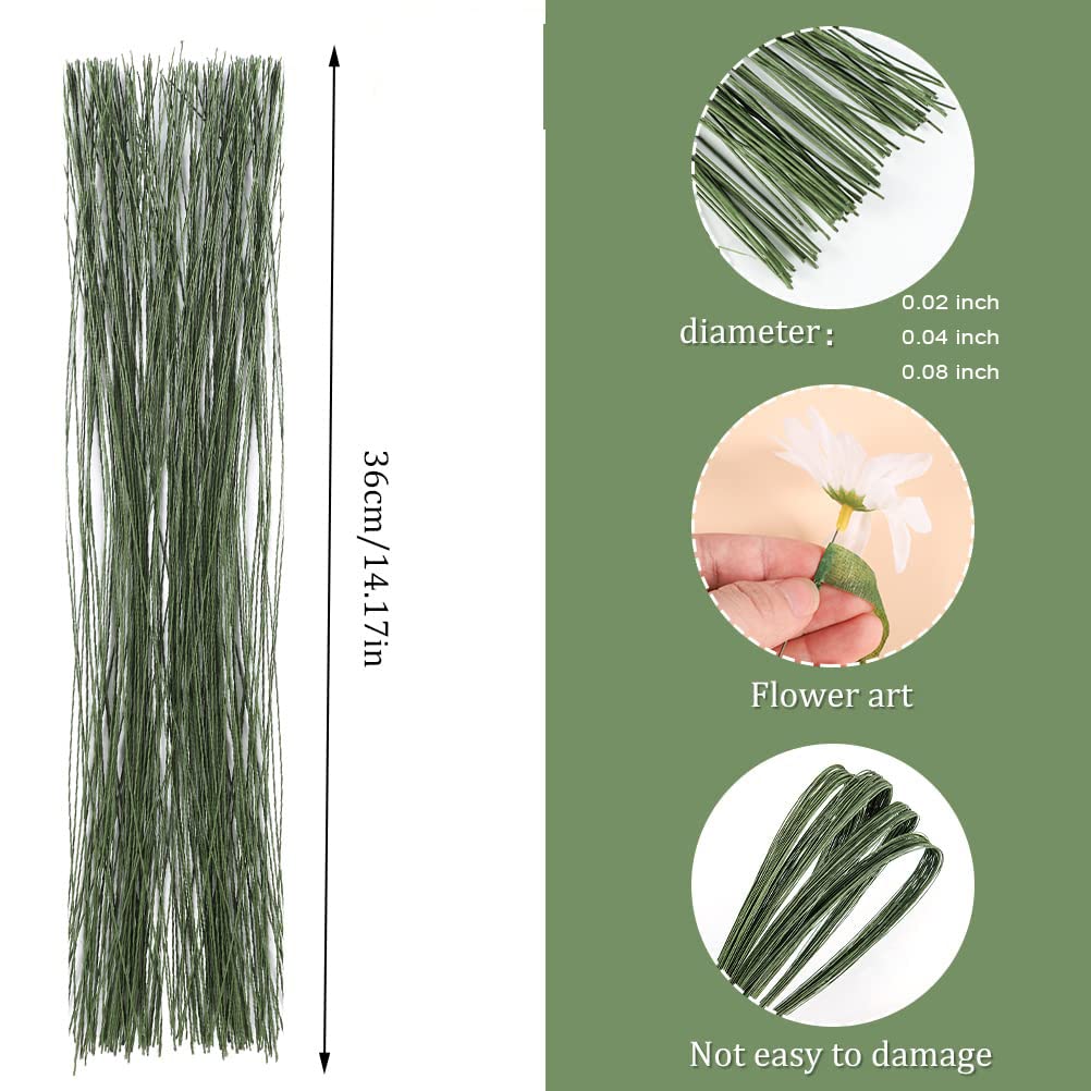 3 Sizes 200pcs Floral Stem Wire Green Wire Paddle Wire for Crafts Christmas Wreaths Tree Garland and Floral Flower Wire for Bouquet Stem Wrap Florist Wreath Making Supplies And Flower Arrangement
