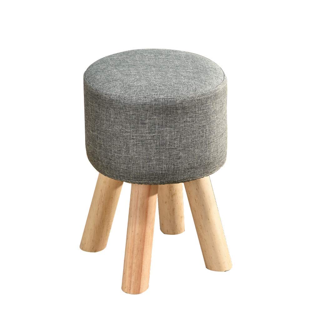 Taburete de madera redonda y reposapiés acolchado color cian para el hogar