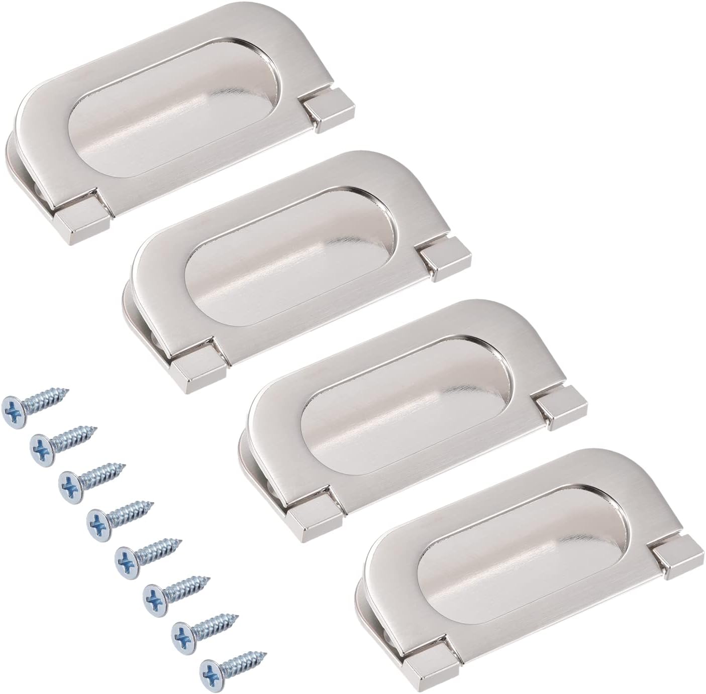 METALLIXITY Flush Ring Pull Handles(74mm/2.91") 4Pcs, Zinc Alloy Hidden