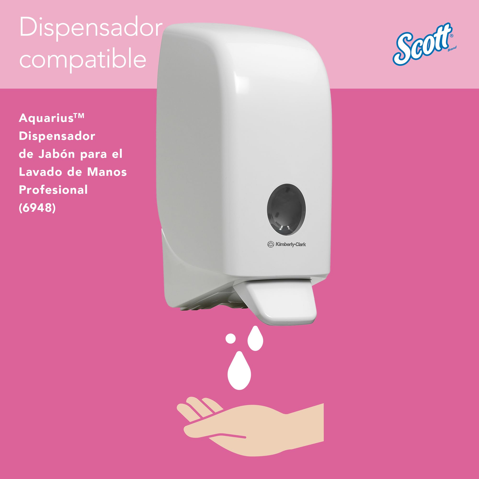 Scott Essential Gel de Manos en Espuma 6340, Color Rosa, Perfumado, 6 Recambios x 1 Litro (6 total)