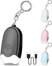 TO24CB024 Security Buzzer, Rechargeable, Light Included, 130 dB Beep Sound + LED Flashing, 2 Kinds of Rings, Security Buzzer, Elementary School, Girls, Boys, Women, Children, Adults, Security