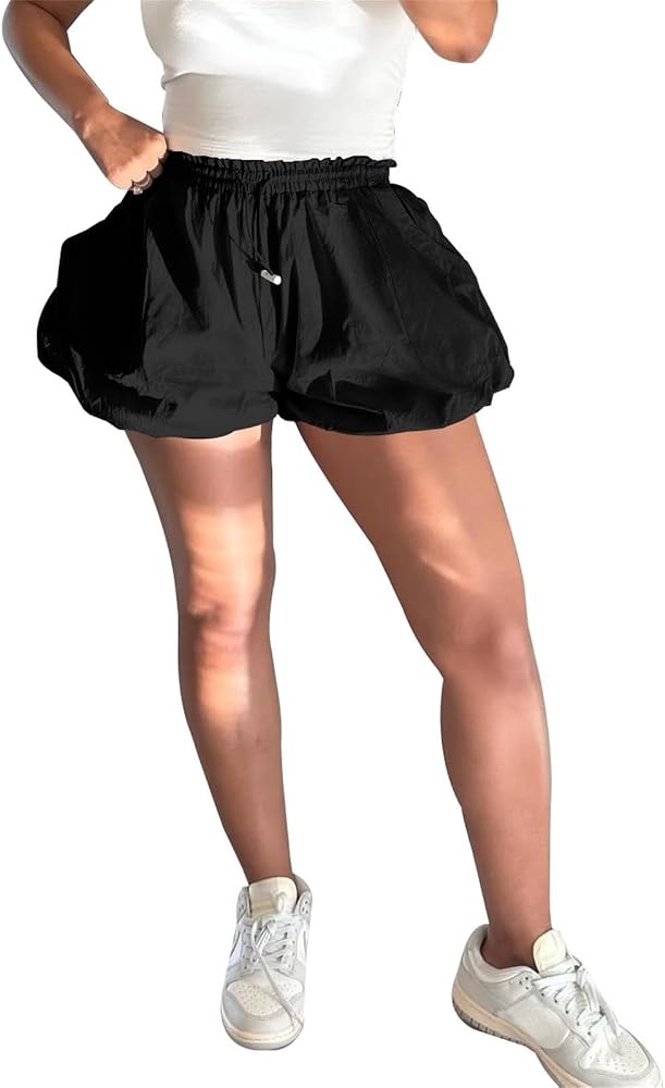 cu4eve Bubble Shorts for Women Summer Casual Ruffle Lounge Puffy