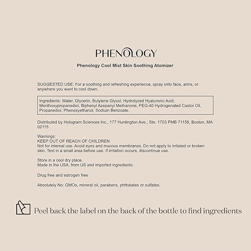Phenology Menopause Cooling Mist Spray- 0.5 Fl Oz – Menopause Support For Hot Flashes & Night Sweats – Replenished, Luminous Skin – Made With Hyaluronic Acid - Non-Gmo, Fragrance Free #TOP4
