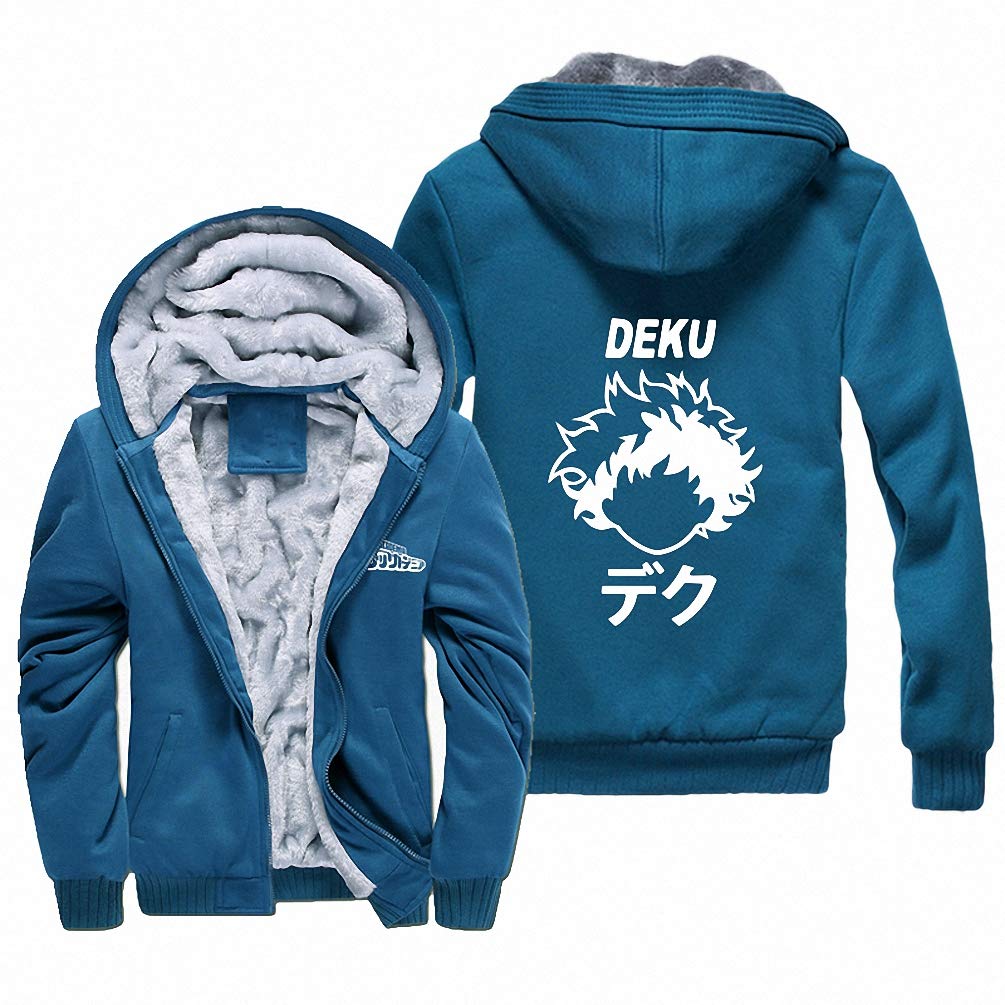 DEKU My Hero Academia Hoodie Zip Jacket Men Autumn Winter Thicken Plus Velvet Cardigan My Hero Academia Sweatshirt Long Sleeve Warm Casual Anime Hooded Coat