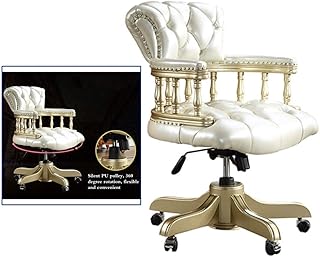 DJPP Sillas Ergonómicas de Oficina con Ruedas de Malla, Giratorias, Altura de Inclinación Ajustable, con Apoyabrazos Negros,Dorado Champagne,Los 60 * 70 * 95Cm